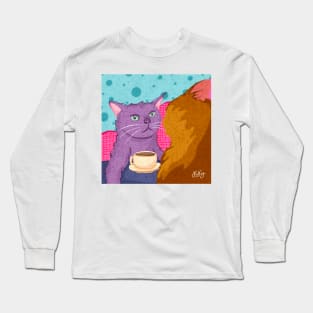 Cat zoning out meme Long Sleeve T-Shirt